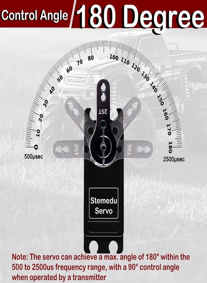 Stemedu 35kg High Torque Digital RC Servo, Waterproof Brushless Motor, Full Metal Case, Steel Geared for 1/8 1/10 Crawler Car, 180° Control Angle - Image 3